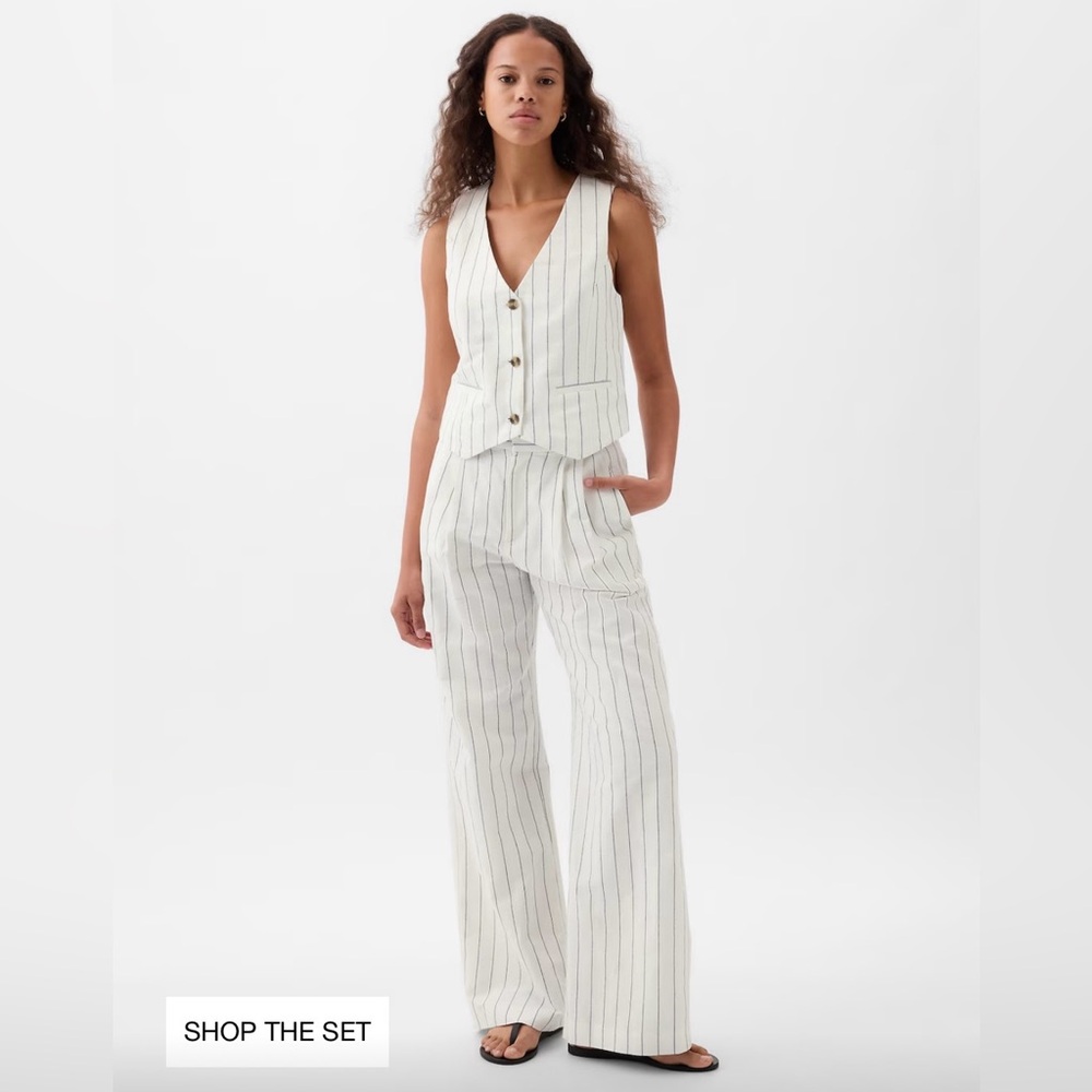 NWT GAP matching linen trouser and vest striped set XS 00